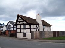 Unusual black and white timber frame house in Leominster, Herefordshire